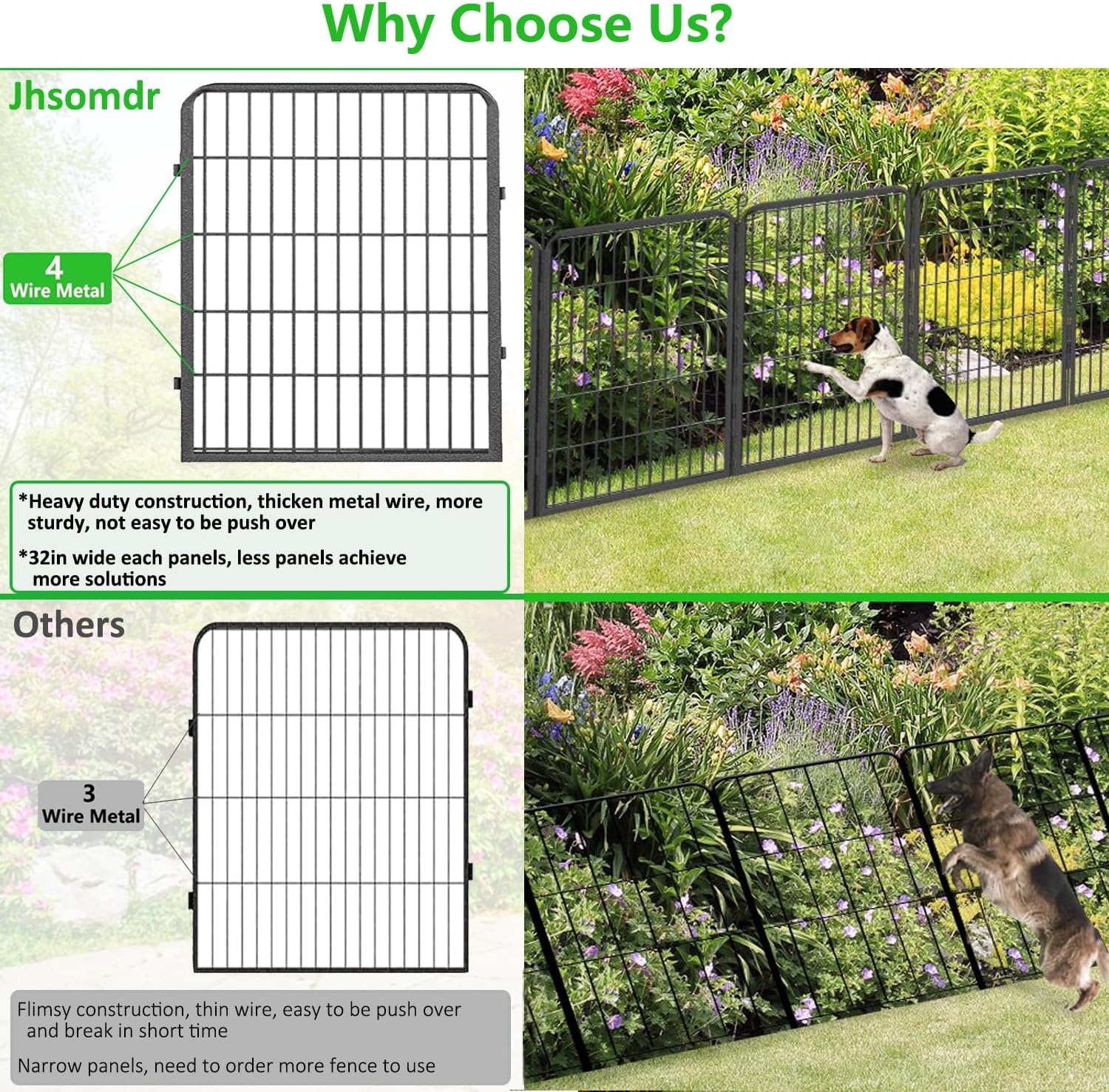 No Dig Decorative Garden Fence with Gate Rustproof Metal Fence Panels, 32in(H) x 53Ft(L) Garden Fencing for Yard 20 Panels Animal Barrier Fence for Dogs, Rabbit, Patio
