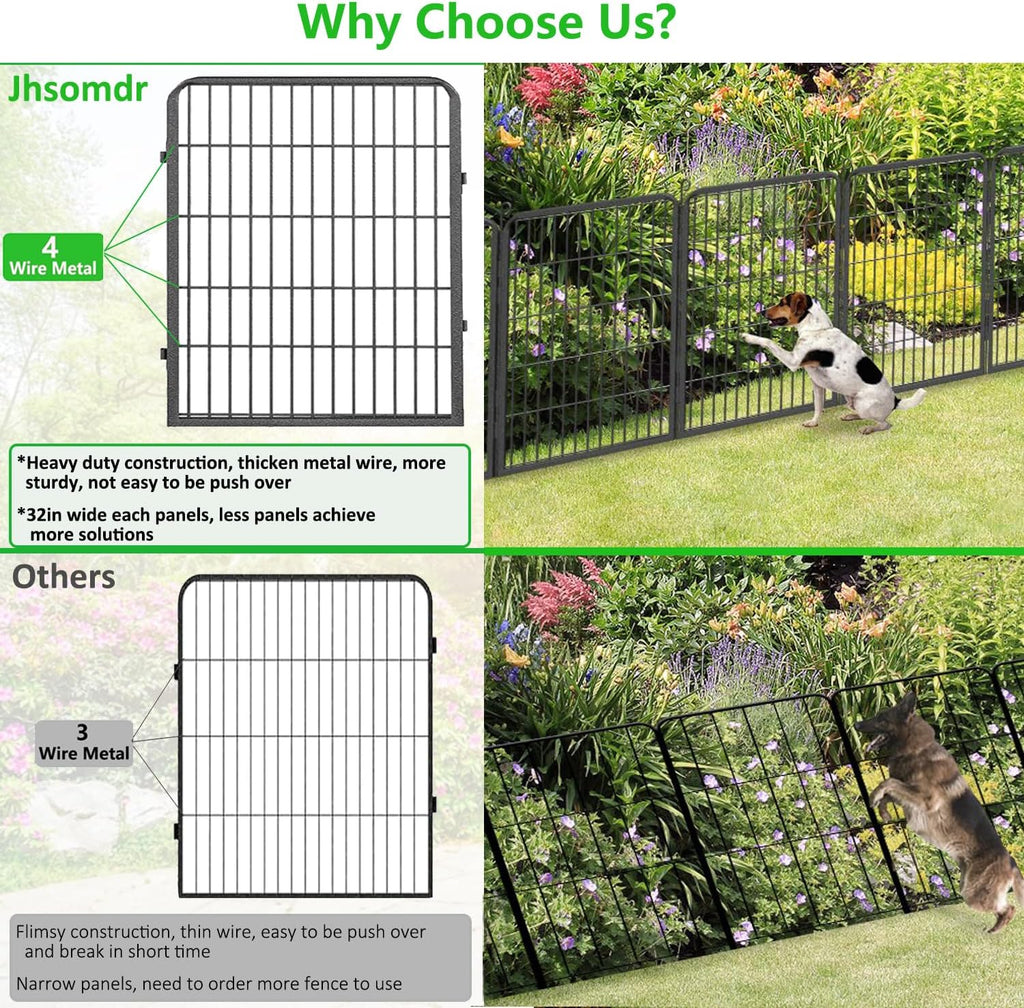 Decorative Metal Garden Fence with Gate, 32in(H) x 64Ft(L) No Dig Fence 24 Panels Fencing for Dogs Animal Barrier Fence Garden Fencing for Yard, Patio, Flower Bed