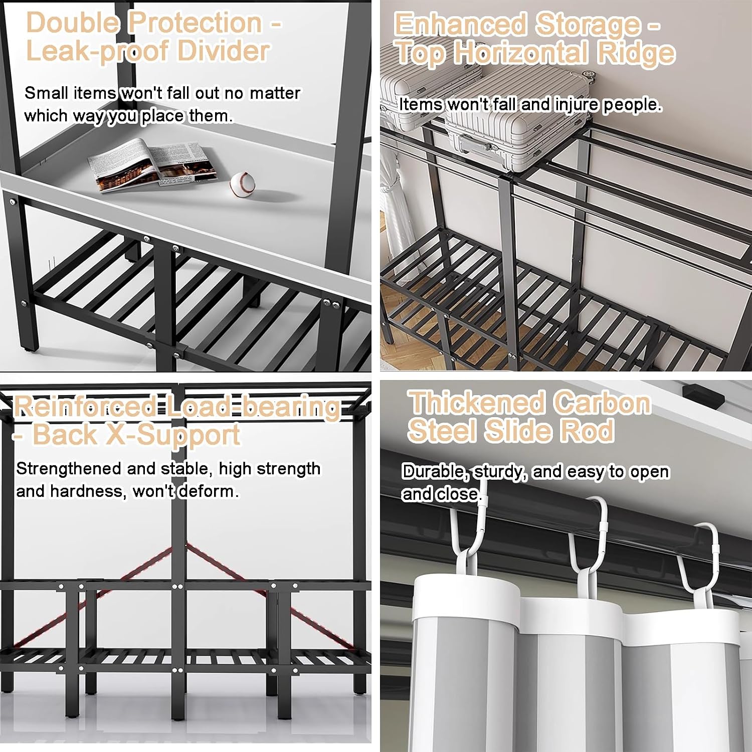 Portable Wardrobe Closet Rack,Heavy-Duty Foldable Garment Rack with Cover, Freestanding Clothes Organizer System,Enclosed Curtain Armoires for Bedroom(A,125cm/49in)