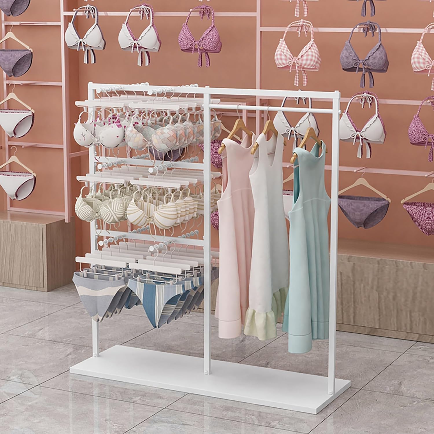 Coat Rack Stand, Metal Garment Rack, Creative Gold Underwear Shorts Shelf, Free-Standing Retail Display Clothes Racks, Underwear Display Stands,Commercial Shelves(Gold-150x40x130cm