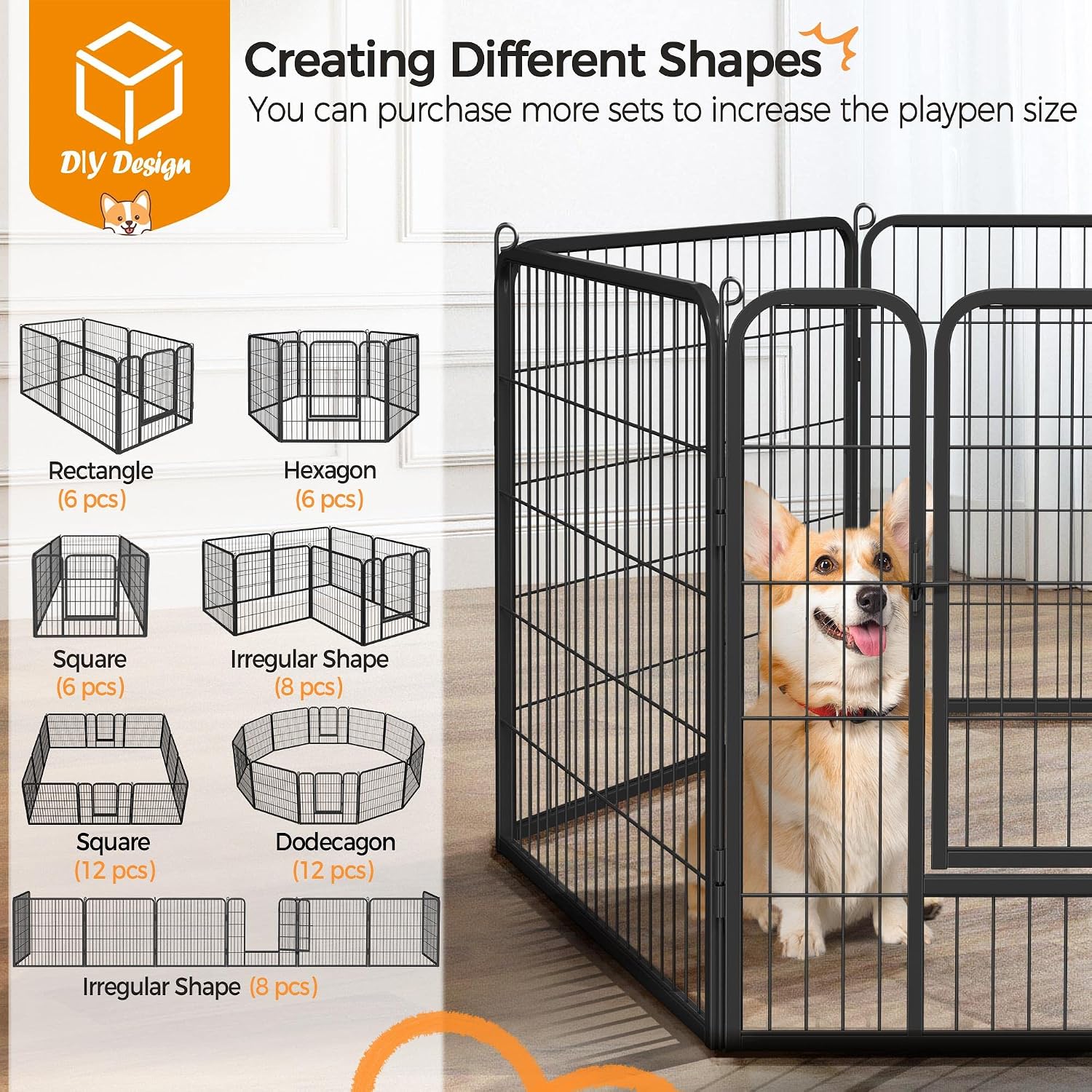 Yaheetech Dog Playpen Indoor, Extra Wide Outdoor Dog Fence Foldable Pet Puppy Exercise Pen for Yard/Garden/RV Camping, 24 Panels 32 Inch Height x 32 Inch Width
