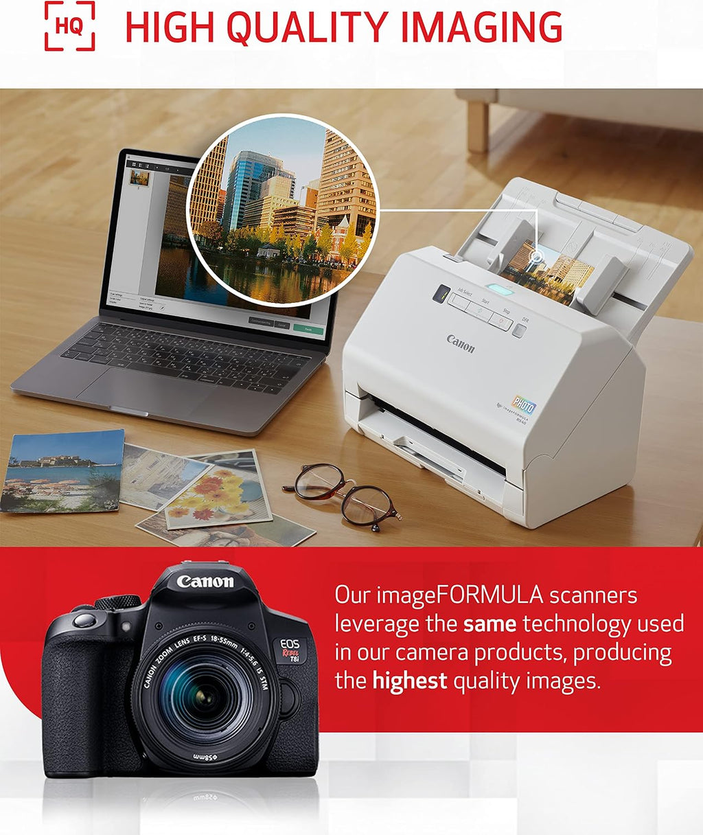 Canon imageFORMULA RS40 - Photo and Document Scanner, Auto Document Feeder, Windows and Mac, Scans Old and New Photos in Varying Sizes, USB Interface