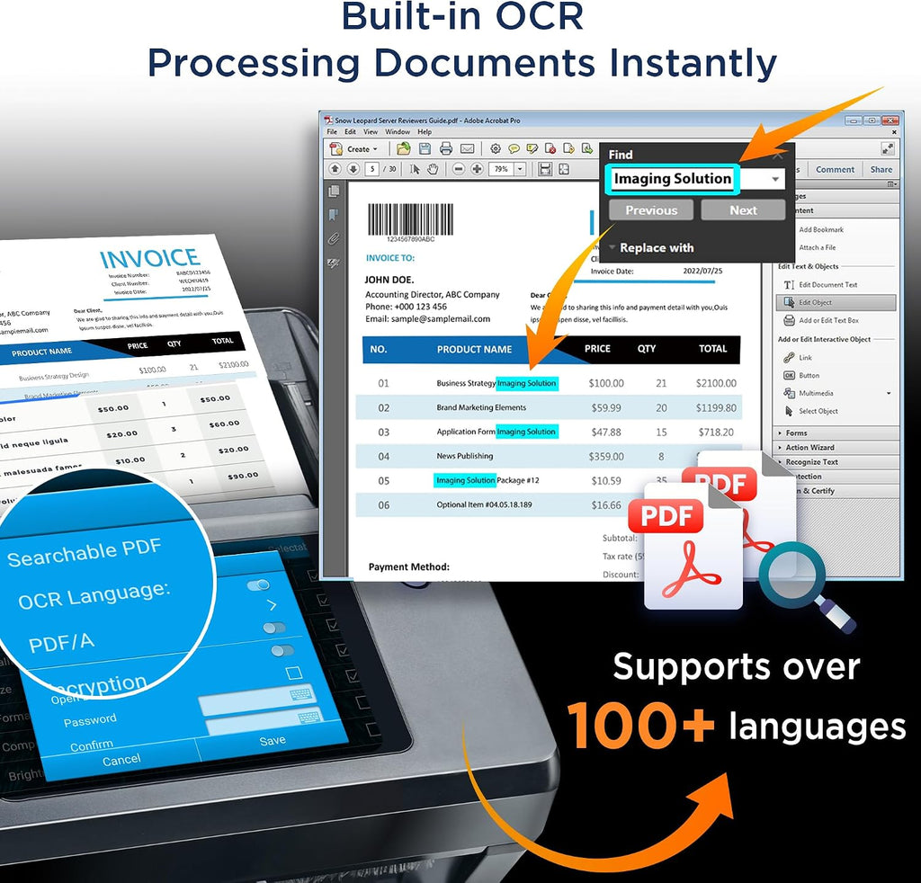 Plustek eScan A450 Pro Network Scanner, PC-Free Standalone, Direct Scan to SharePoint, Built-in OCR with autofill Columns, Easy Deployment, Remote IT Management, Wireless & Ethernet