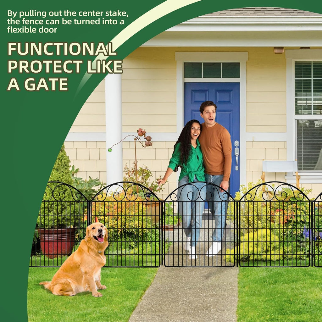 COLRASN 15 Panels No Dig Decorative Garden Dog Fence Outdoor for Yard, 33in(H) x 36.25ft(W) Tall Animal Barrier Fenceing Panels, Rustproof Ground Stakes Temporary Wire Screen for Patio