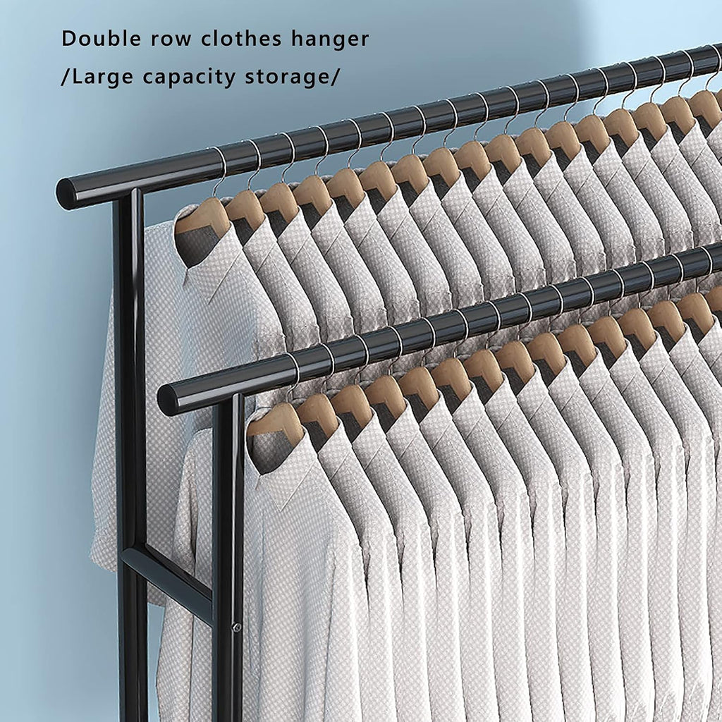 Clothes Rack Heavy Duty Garment Racks,with Shelves Industrial Free- Standing Metal Coat Rack,for Clothes Shirts Bags Pants Shoes Storage Boxes
