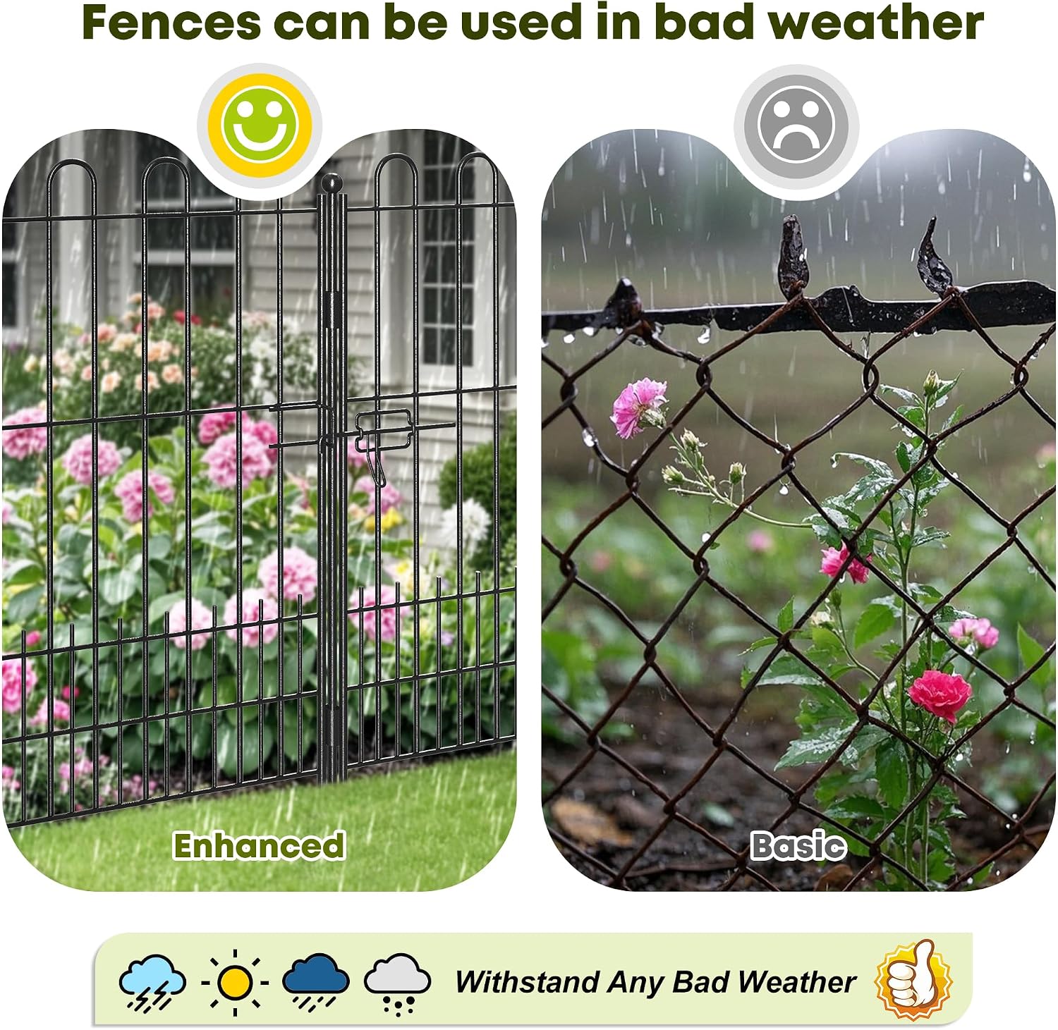 DurayLoly 10 Panels Garden Fence with Latch Gate, 39.51in (H) X 23.08ft(L) Animal Barrier Fence with 1in Gaps for Rabits, Tall Dog Fencing Outdoor for Yard, Flower Beds, Patios, Vegetable Patches
