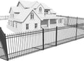 Fencer Wire 52FT Heavy Duty Pinnacle Fence Barrier Kit, Anti-Rust Metal Steel Fence with 4FT Height X 8FT Width Panels, Gate, Posts, Connectors, Outdoor Fencing for Yard, Pool, Patio