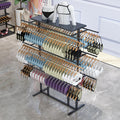 Heavy Duty Garment Rack Underwear Display Rack Organizer, Free Standing Metal Clothes Rack Storage Clothing Rack for Hanging Clothes, for Bag Skirts Socks U(Black-Length 100cm