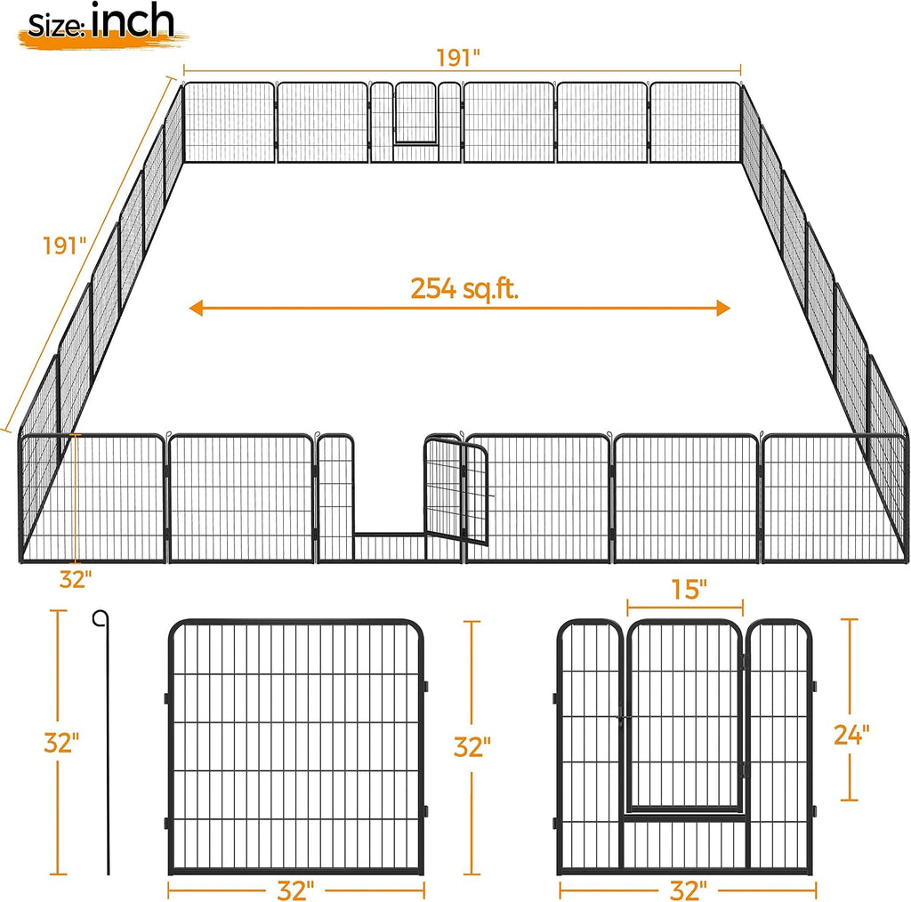 Yaheetech Dog Playpen Indoor, Extra Wide Outdoor Dog Fence Foldable Pet Puppy Exercise Pen for Yard/Garden/RV Camping, 24 Panels 32 Inch Height x 32 Inch Width