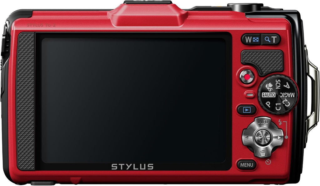 OM SYSTEM Olympus Stylus TG-2 iHS Digital Camera with 4X Optical Zoom and 3-Inch LCD (Red) (Old Model)