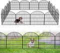 FOREHOGAR Metal Garden Fence 28in (H) x 37.3ft (L), 16 Panels + 17 Stakes Dog Fences Border Fence Animal Barrier, No Dig Garden Fencing for Yard Flower Bed Patio Outdoor, CTW2816 Black