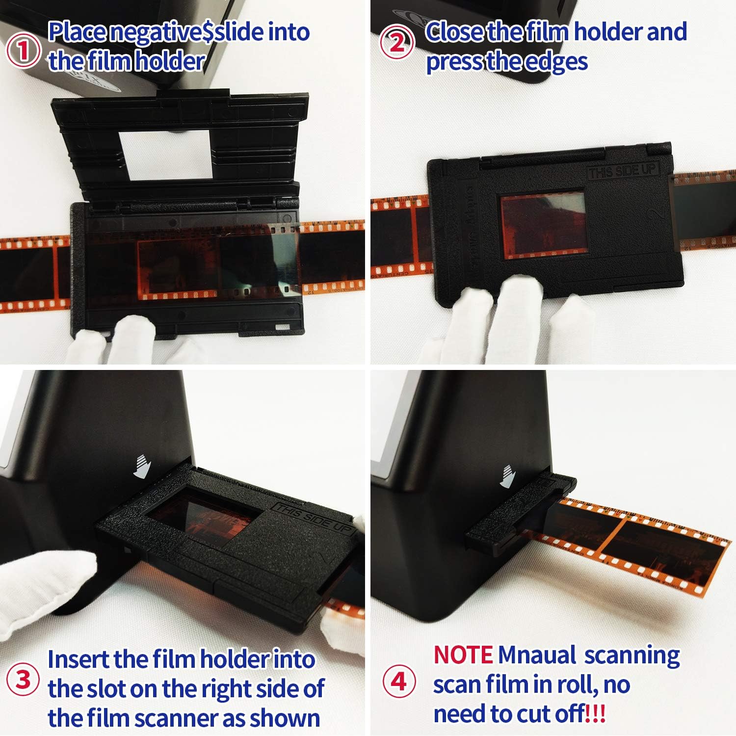 Digital Film & Photo Scanner Multi-Function Combo Scanner with HD 22MP, Convert 135Film/35mm slide/110Film/Photo/Document/Business Card to Digital JPG Files, 2.4 inch LCD, Black
