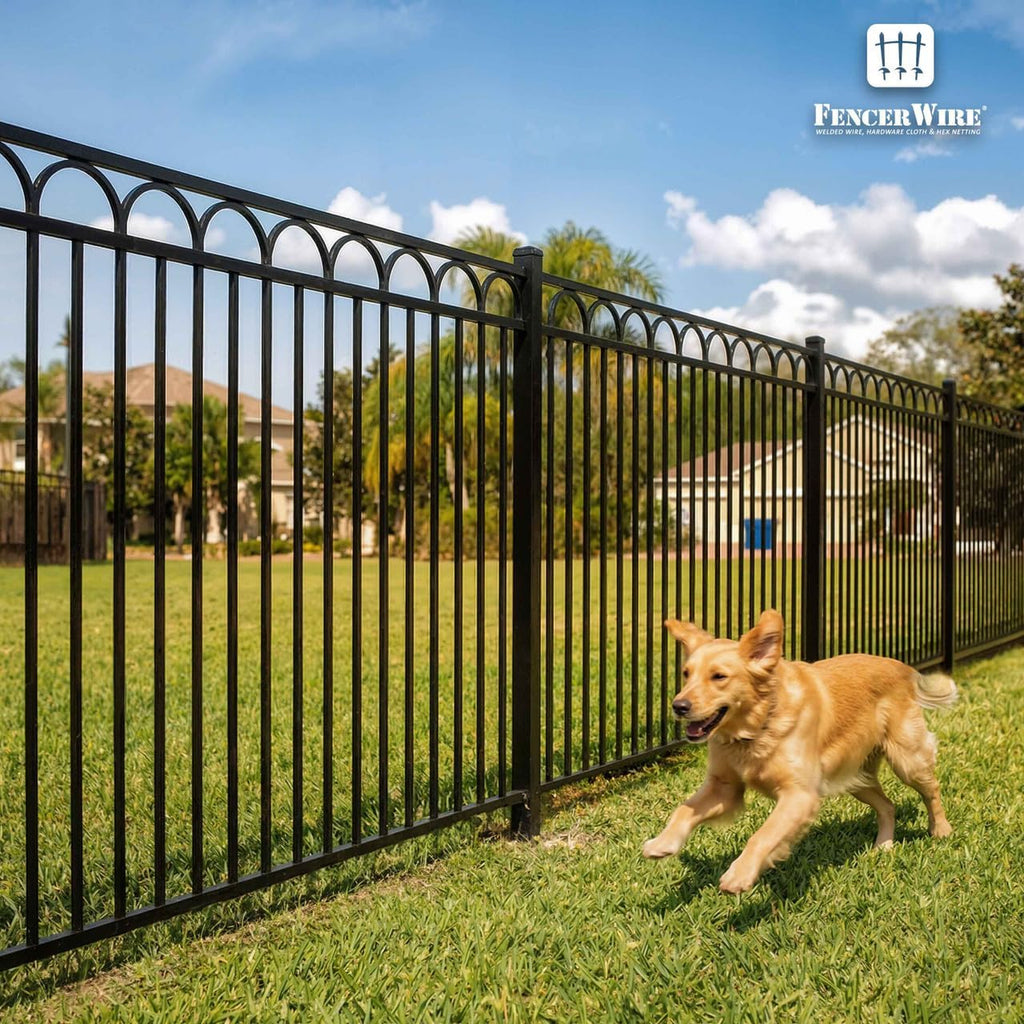 Fencer Wire Heavy Duty Arc Fence Barrier Panel, 6FT Height X 5FT Width Anti-Rust Metal Fencing Panel, Diameter Steel Outdoor Decorative Garden Fence Panel for Yard, Pool, Patio, Single Panel