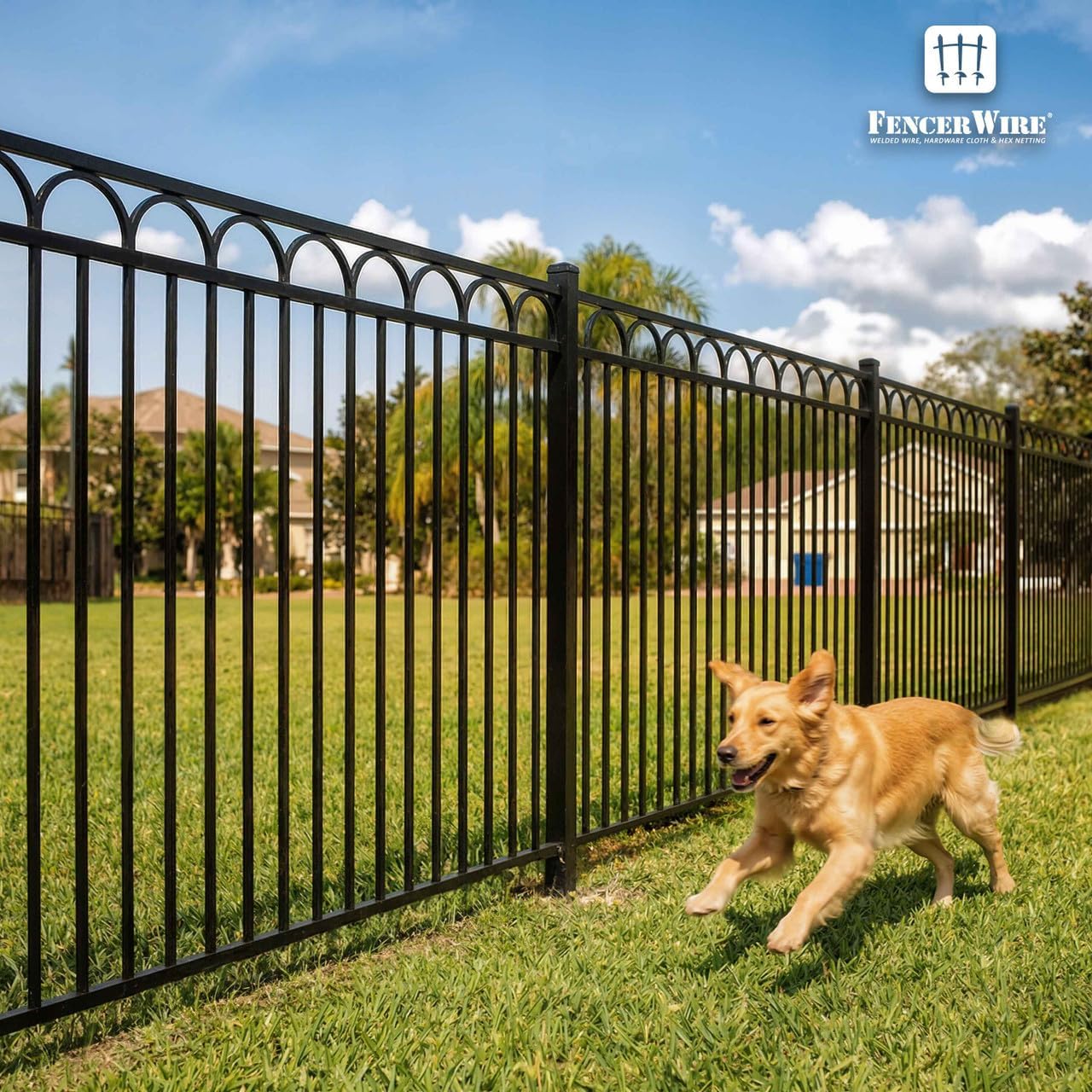 Fencer Wire Heavy Duty Arc Fence Barrier Panel, 6FT Height X 5FT Width Anti-Rust Metal Fencing Panel, Diameter Steel Outdoor Decorative Garden Fence Panel for Yard, Pool, Patio, Single Panel