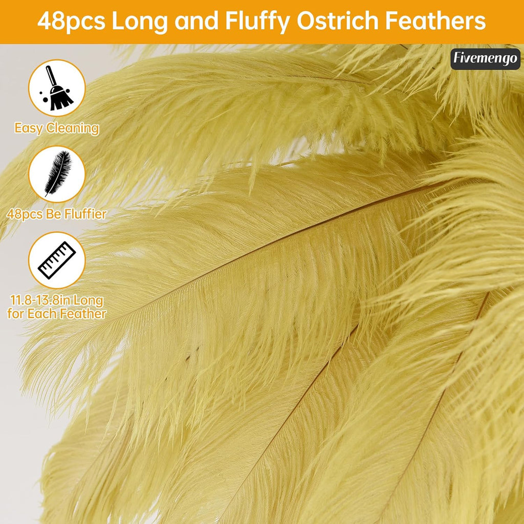 Feather Floor Lamp for Living Room, Fluffy Ostrich Feathers Lamp, Rose Gold Color Body, 3 Color Temperatures Modern Funky Arc Tall Standing Lamp for Bedroom Inclued Bright LED Bulbs (Camel)