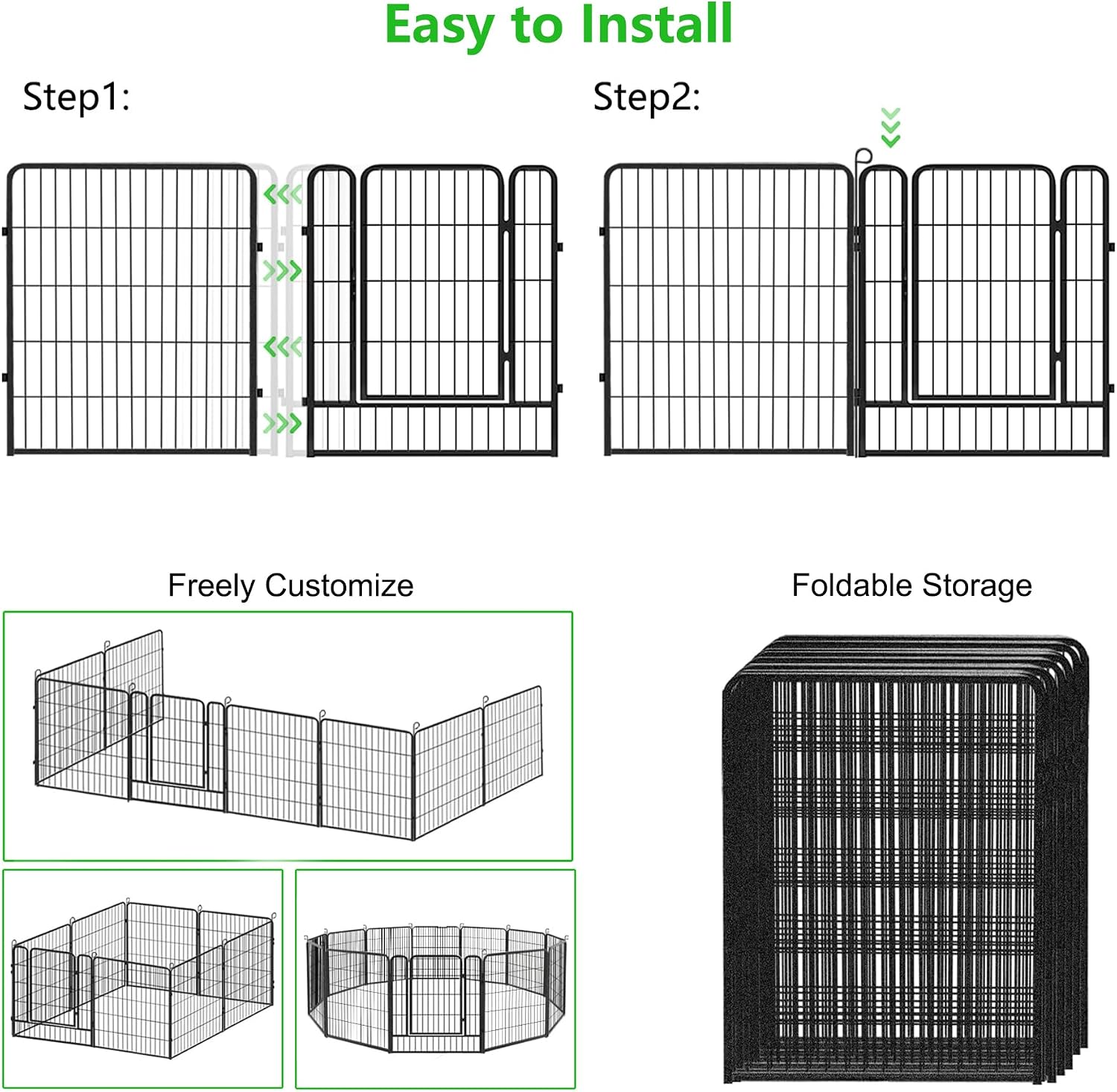 No Dig Decorative Garden Fence with Gate Rustproof Metal Fence Panels, 32in(H) x 53Ft(L) Garden Fencing for Yard 20 Panels Animal Barrier Fence for Dogs, Rabbit, Patio