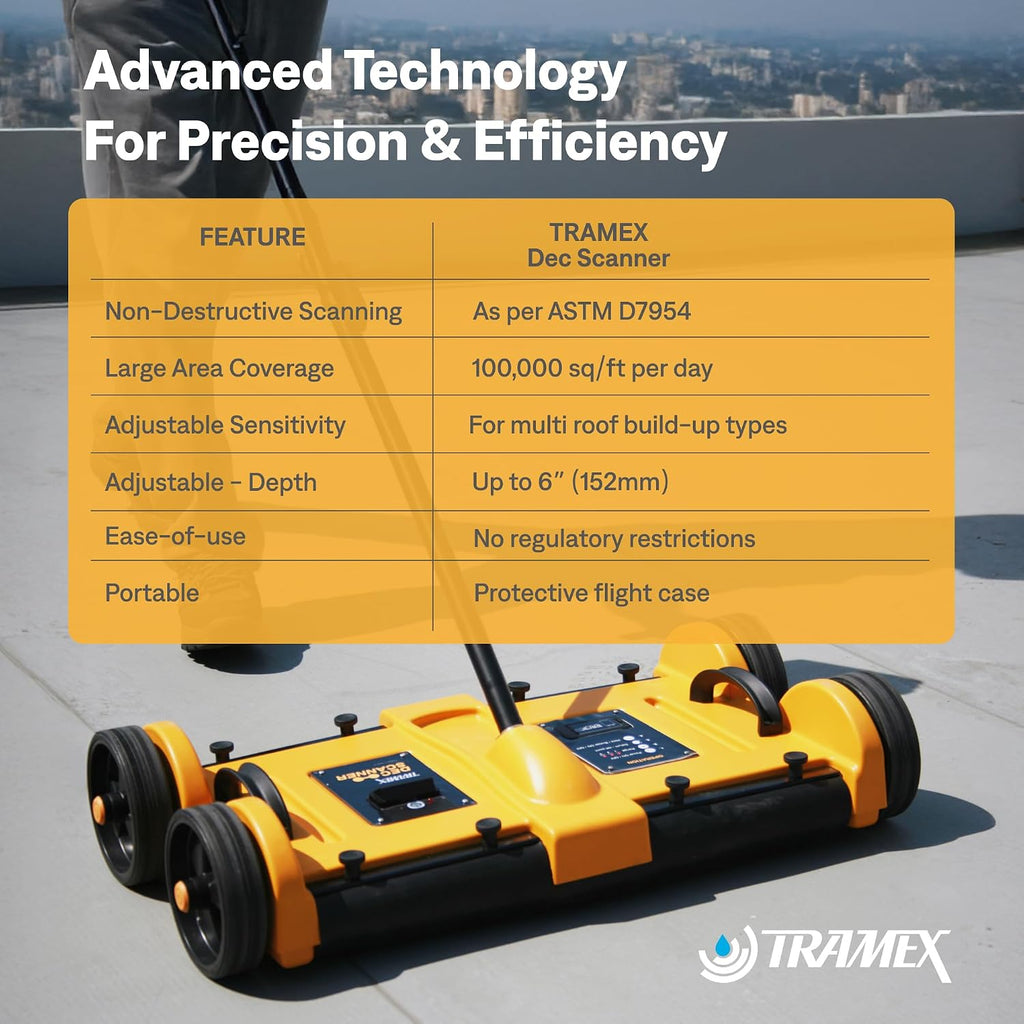 Tramex Dec Scanner DS2 | Non Destructive Scanner for Measuring Moisture Conditions for Flat Roof Inspection & Surveying