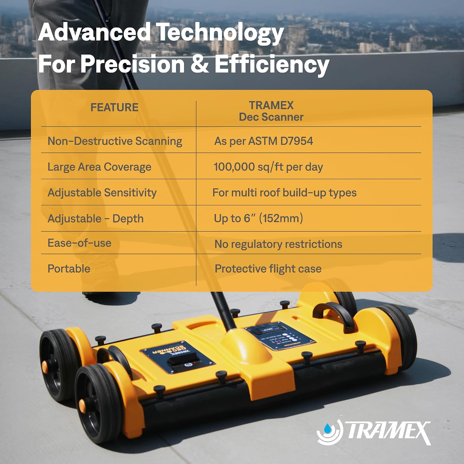 Tramex Dec Scanner DS2 | Non Destructive Scanner for Measuring Moisture Conditions for Flat Roof Inspection & Surveying