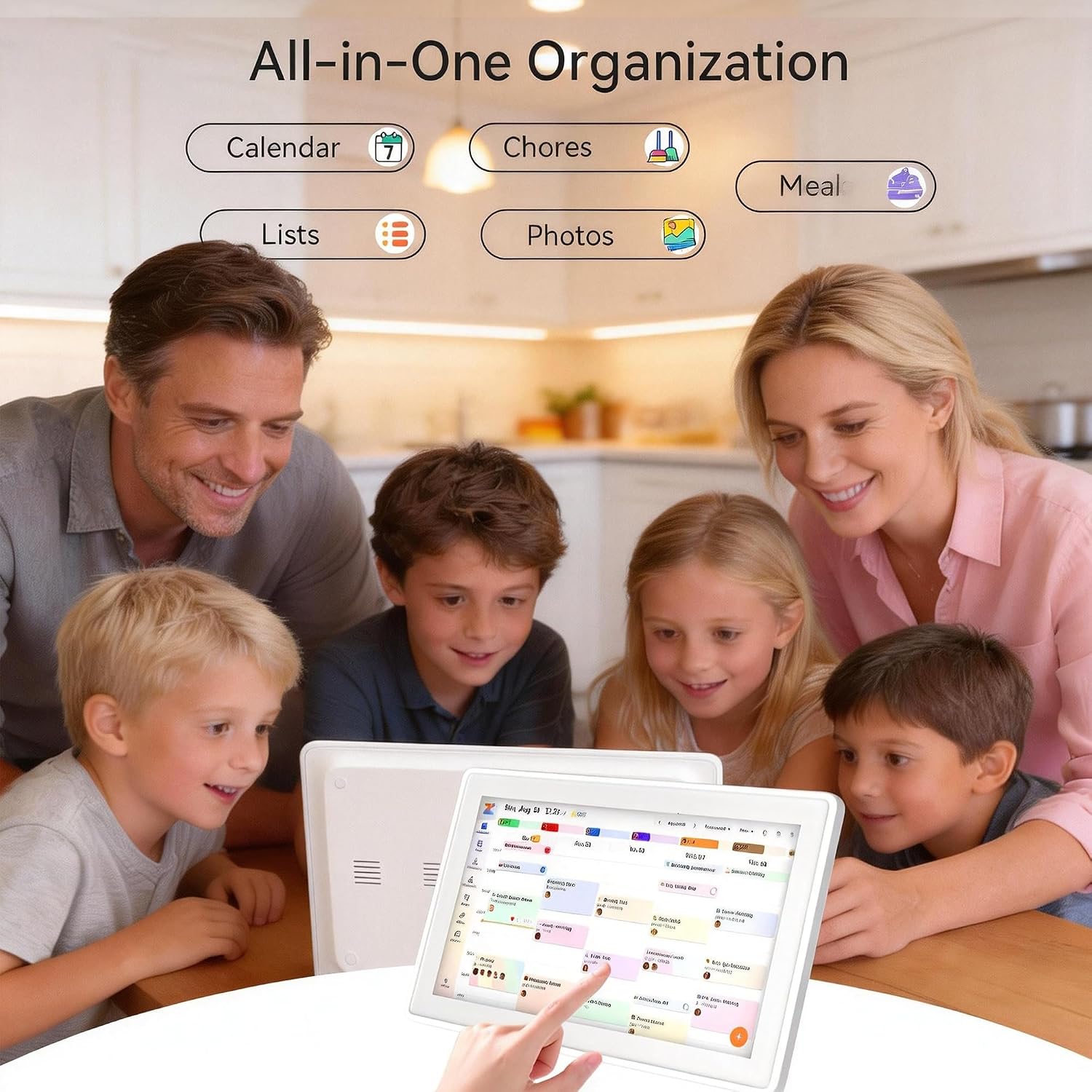 Digital Calendar,15.6-inch Digital Wall Planner & Chore Chart, Touchscreen Family Organizer for Schedules, Events & Reminders, Wall Mount Included, Smart Calendar Perfect for 2026 Planning (White Frame)