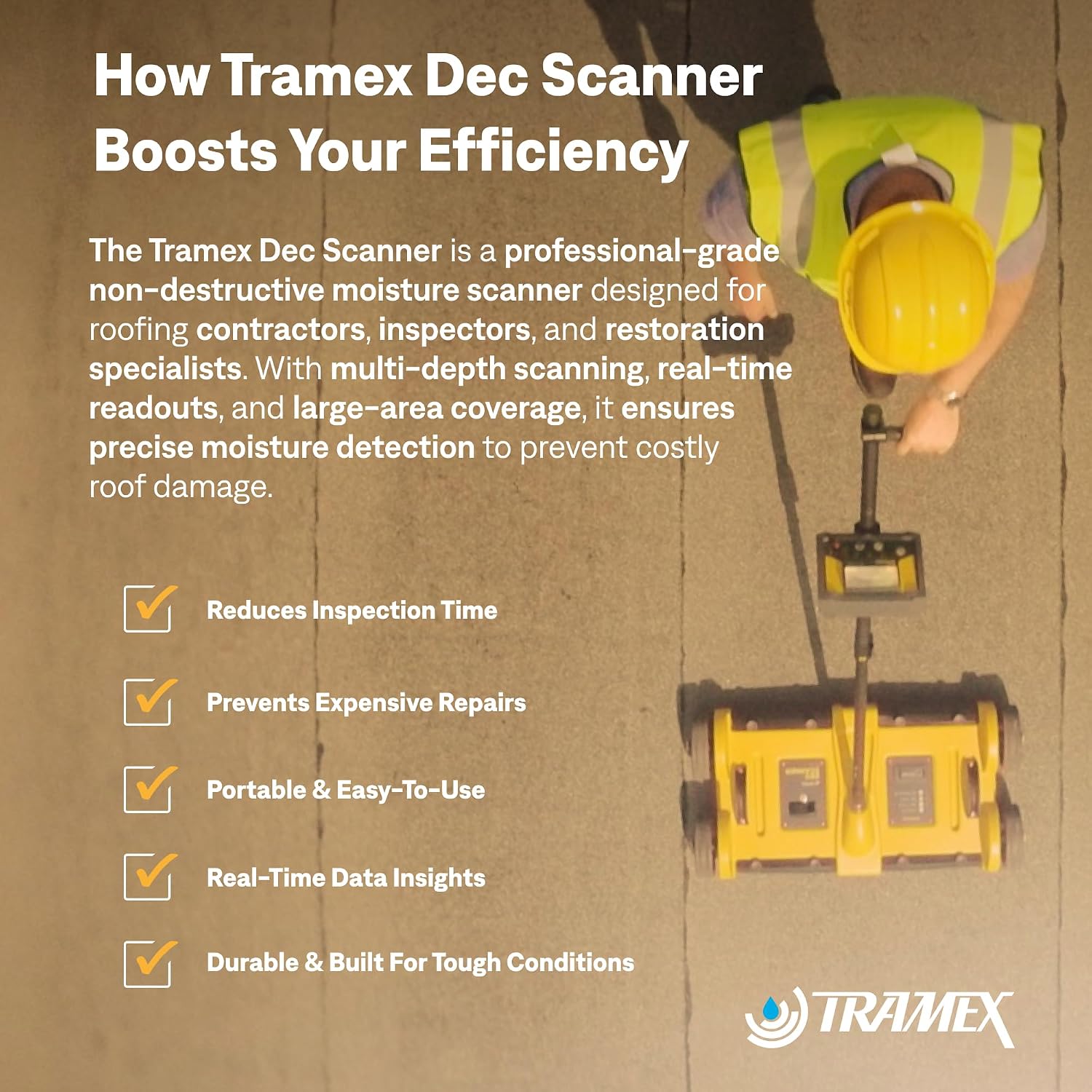 Tramex Dec Scanner DS2 | Non Destructive Scanner for Measuring Moisture Conditions for Flat Roof Inspection & Surveying
