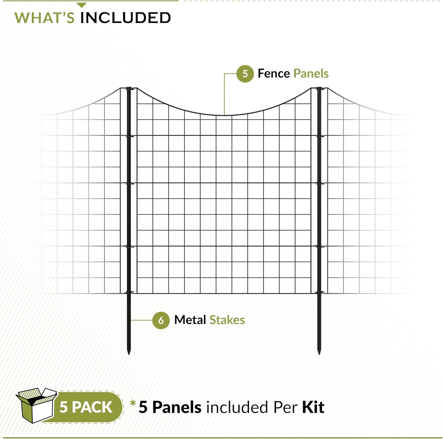 39in H (5 Fence Panels) No Dig Easy Install Zippity Black Metal Fence, Decorative Garden Barrier for Dogs, Temporary Animal Enclosure, Yard Border Panels, WF29006