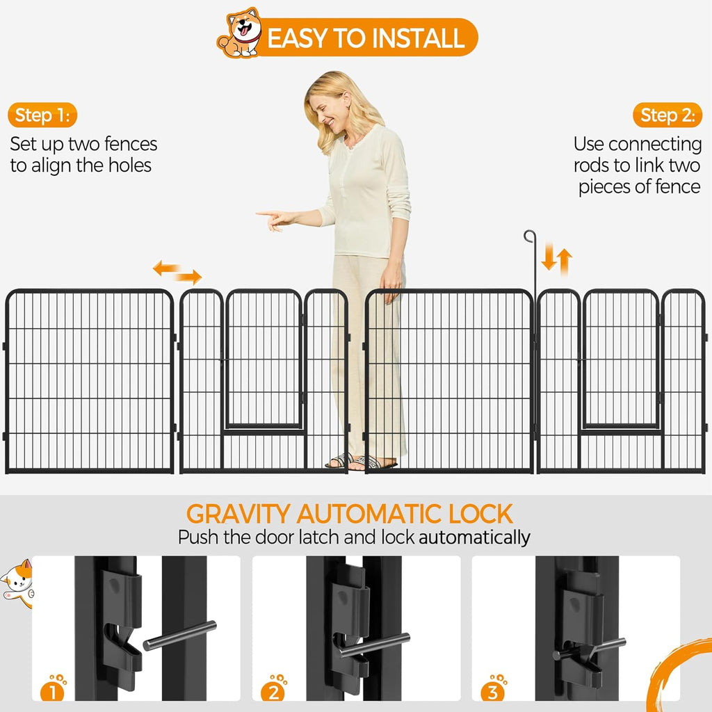 Yaheetech Dog Playpen Indoor, Extra Wide Outdoor Dog Fence Foldable Pet Puppy Exercise Pen for Yard/Garden/RV Camping, 24 Panels 32 Inch Height x 32 Inch Width
