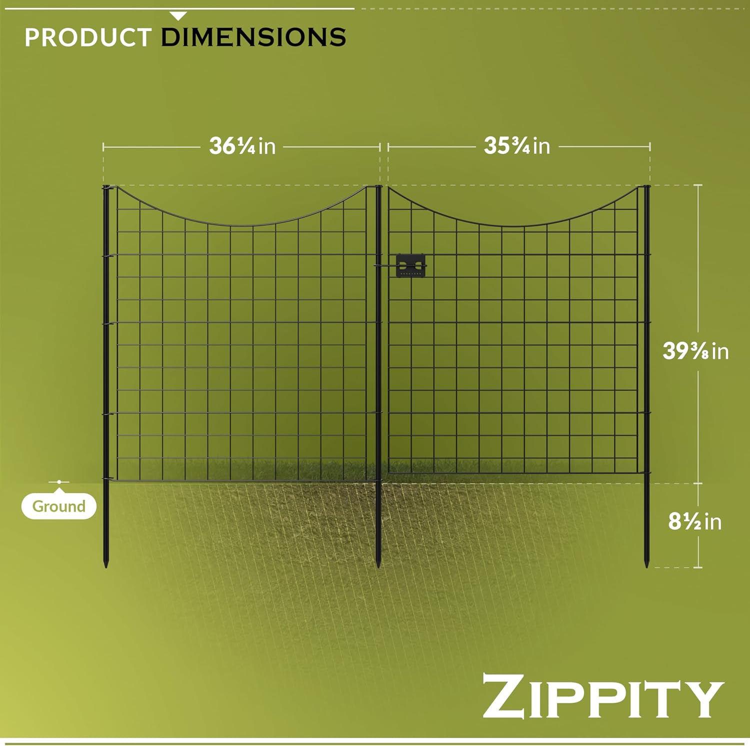 39in H (4 Fence Panels + 1 Gate) No Dig Easy Install Zippity Black Metal Fence, Decorative Garden Barrier for Dogs, Temporary Animal Enclosure, Yard Border Panels, WF29014