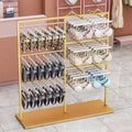 Commercial Metal Clothes Rack Garment Rack Freestanding Underwear Storage Shlef, Heavy Duty Clothing Rack, Coat Rail Display Stand Boutique Hanger with 3 Tier STO(Gold