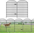 FOREHOGAR Metal Garden Fence with Gate 48in (H) x 20.3ft (L), 1 Gate+ 7 Panels Dog Fences Border Fence Animal Barrier, No Dig Garden Fencing for Yard Flower Bed Lawn Patio Outdoor, ECG4808G, Black