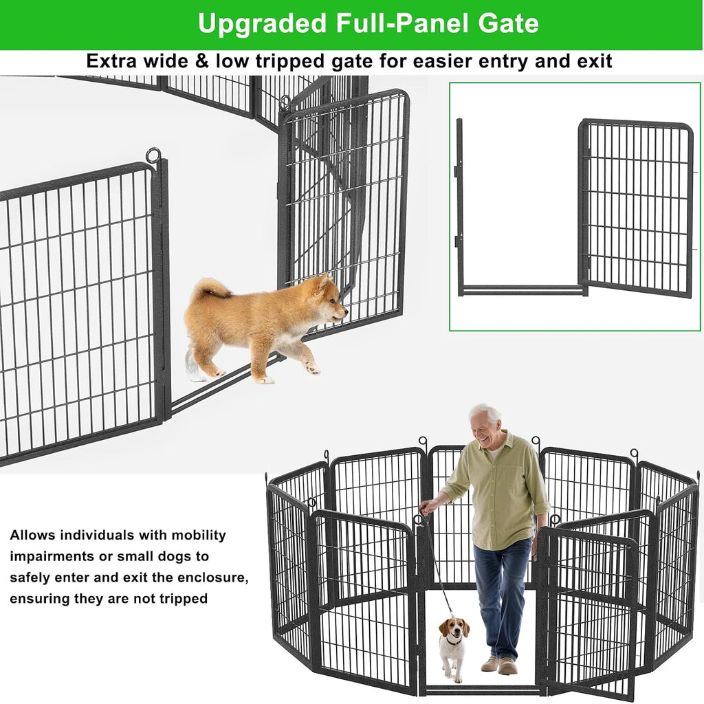Decorative Garden Fence with Gate, 32 in(H) x 30 ft(L) Rustproof Metal Fence Panels No Dig Fence with Full Panel Gate, Dog Fence Outdoor for Yard, Animal Barrier Garden Fencing for Yard
