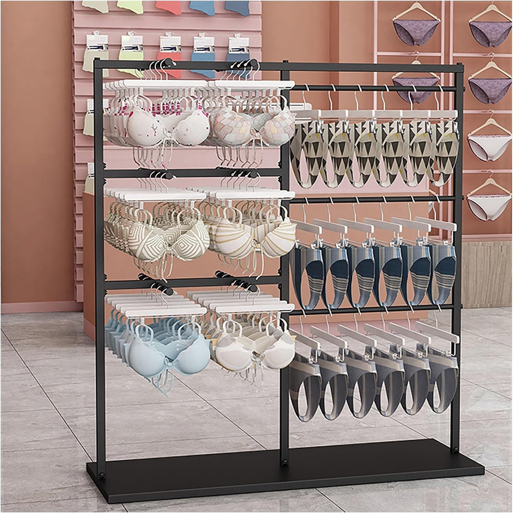 Coat Rack Stand, Metal Garment Rack, Creative Gold Underwear Shorts Shelf, Free-Standing Retail Display Clothes Racks, Underwear Display Stands,Commercial Shelves(Black-150x40x130cm