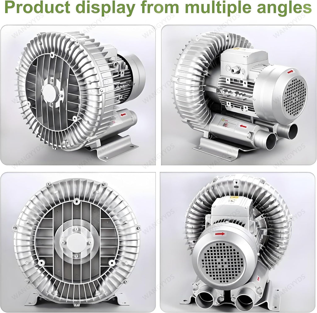 2 H P Regenerative Blower 240 CFM 1.5 kW Single Phase Vacuum Pump 110-220V Ring Blower for Industrial Air Blowing, Vacuum Systems, Aeration Replace, Aquaculture