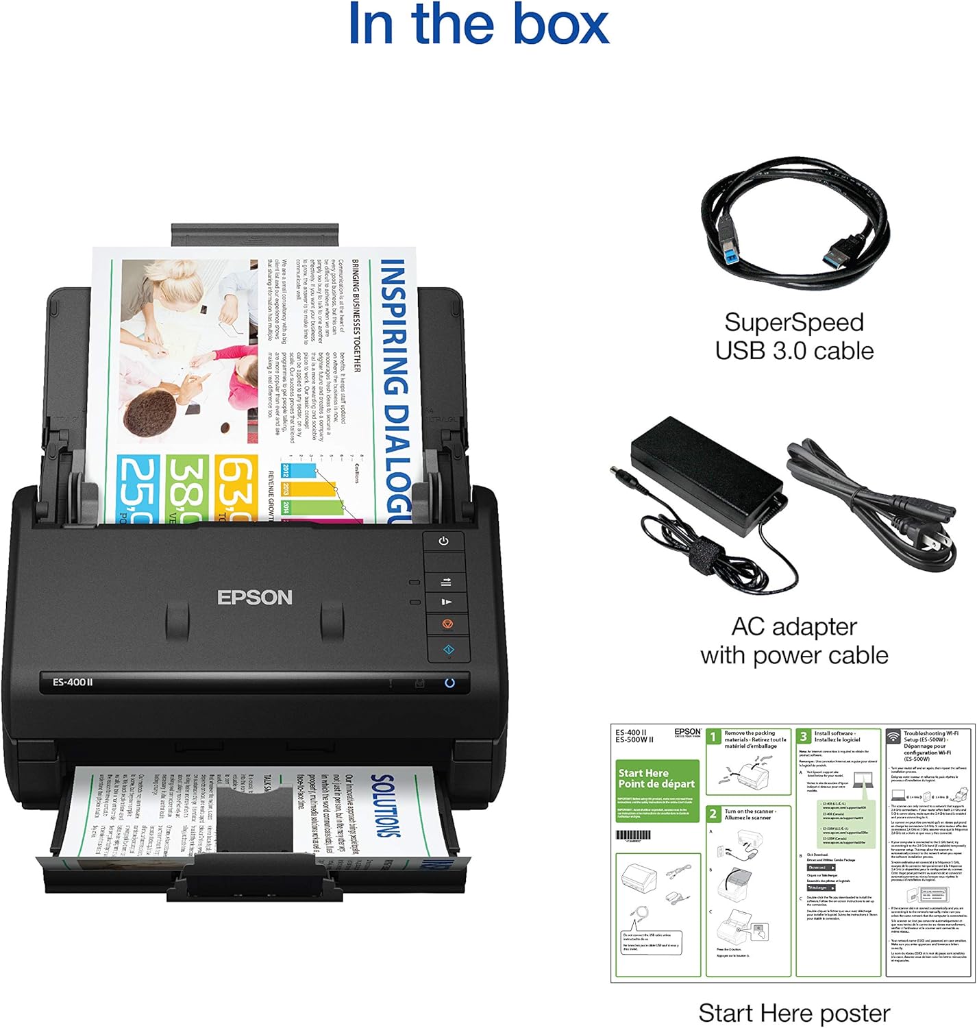 Epson Workforce ES-400 II Color Duplex Desktop Document Scanner for Computers Including PC and Mac with Auto Document Feeder and Image Adjustment Tools