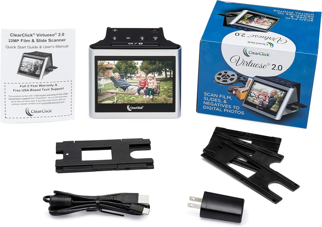 ClearClick Virtuoso 2.0 (Second Generation) 22MP Film & Slide Scanner with Extra Large 5' LCD Screen - Convert 35mm, 110, 126 Slides and Negatives to Digital Photos