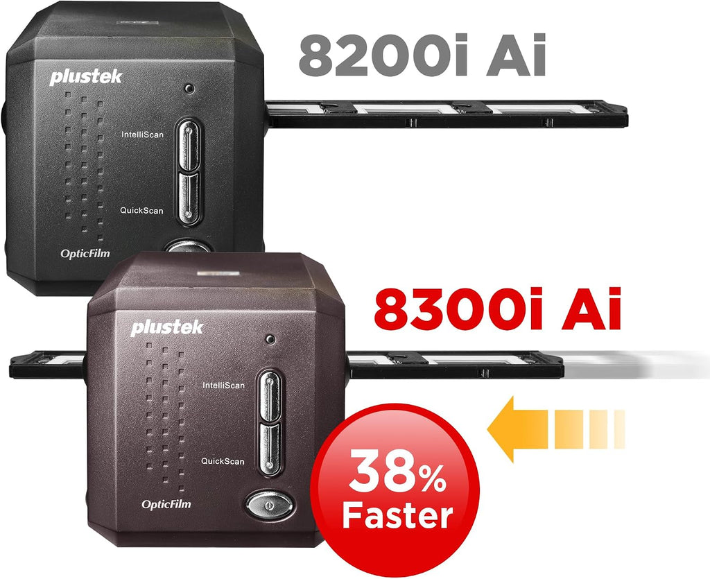 Plustek OpticFilm 8300i Ai Film Scanner - Converts 35mm Film & Slide into Digital, Bundle SilverFast Ai Studio 9 + QuickScan Plus, Include Advanced IT8 Calibration Target (3 Slide)