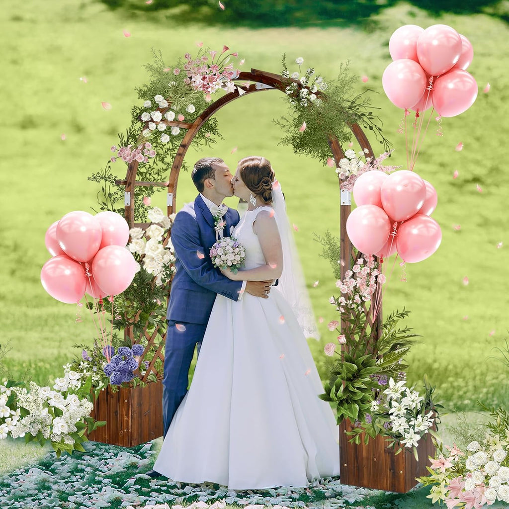 VINGLI Wooden Garden Arbor, Heavy Duty Outdoor Frame Trellis with Planter for Ceremony, Wood Trellis Garden Arch Pergola for Plant Climbing, Patio, Lawn, Wedding (with Planter)