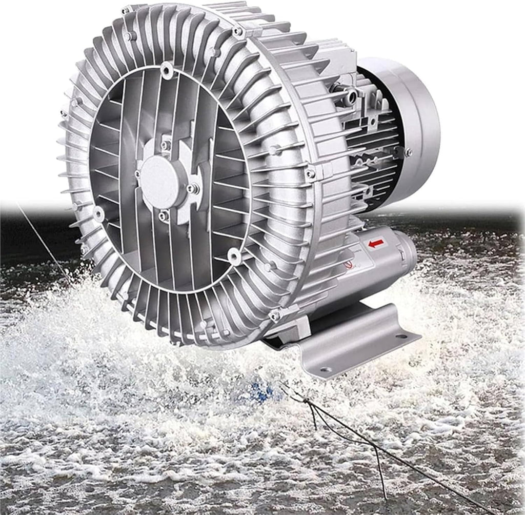 Upgraded Regenerative Blower High-Pressure Vortex Ring Blower 380V Three-Phase 250W-1500W for Sewage Aeration Aquarium Fish Pond(550W/0.74HP)