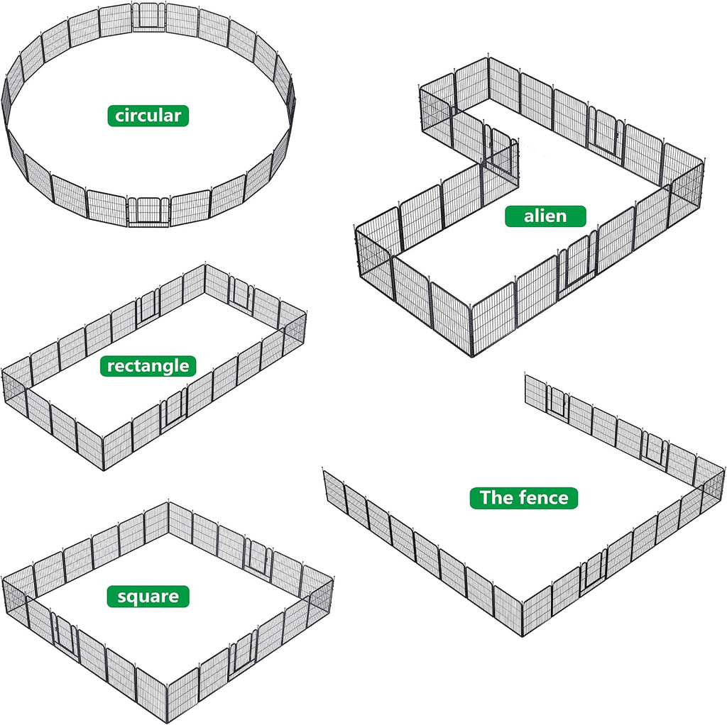 Dog Playpen,32/40/45 Inch Height in Heavy Duty, Folding Indoor Outdoor Anti-Rust Dog Exercise Fence, Portable Pet Playpen with Door for Large Medium Small Dogs and Pet (24 Panels, 32 Inch) Silver