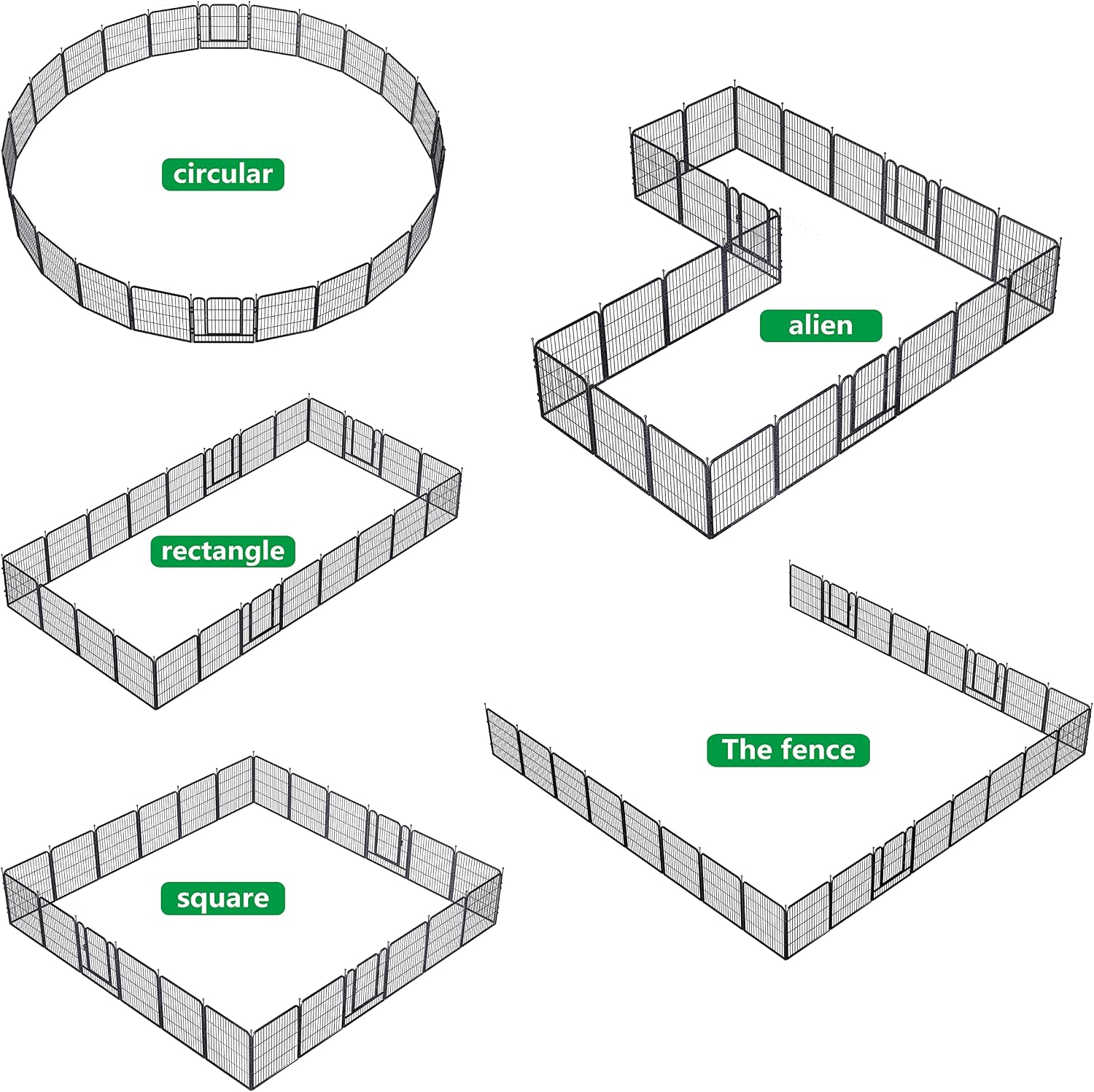 Dog Playpen,32/40/45 Inch Height in Heavy Duty, Folding Indoor Outdoor Anti-Rust Dog Exercise Fence, Portable Pet Playpen with Door for Large Medium Small Dogs and Pet (24 Panels, 32 Inch) Silver