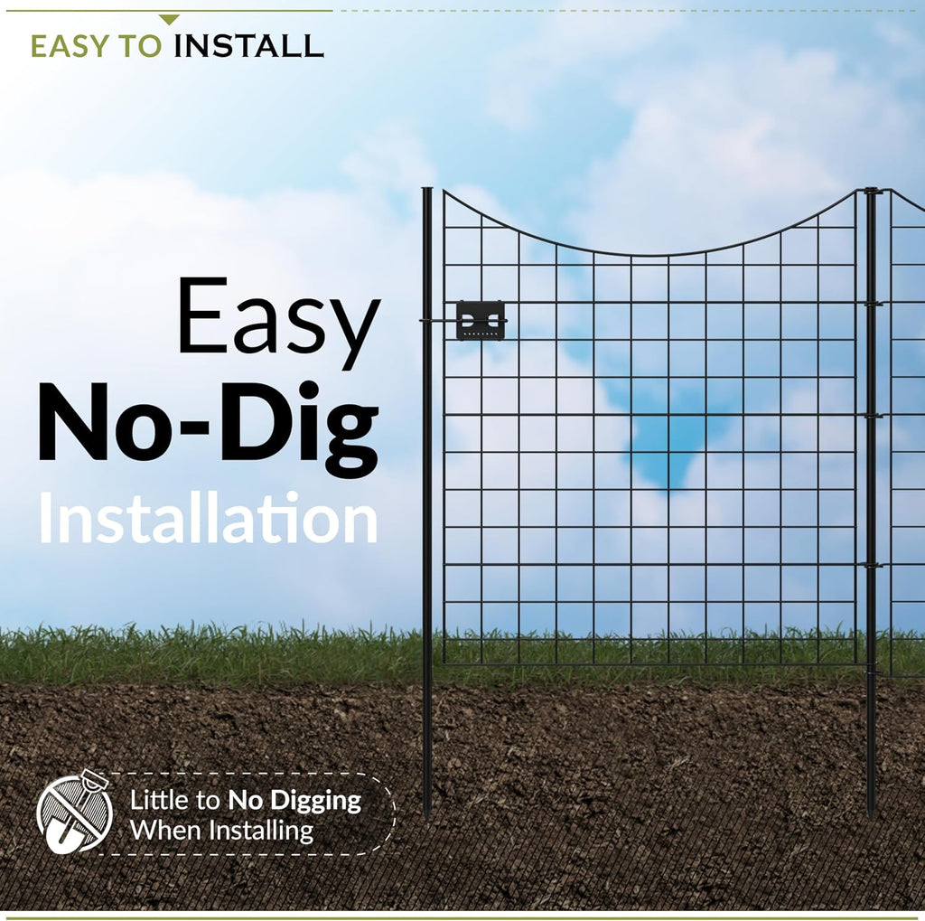 39in H (4 Fence Panels + 1 Gate) No Dig Easy Install Zippity Black Metal Fence, Decorative Garden Barrier for Dogs, Temporary Animal Enclosure, Yard Border Panels, WF29014