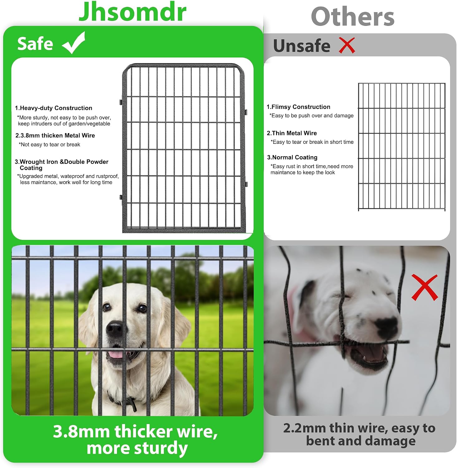 Decorative Garden Fence with Gate, 40 in(H) x 63 ft(L) Rustproof Metal Fence Panels No Dig Fence with Full Panel Gate, Dog Fence Outdoor for Yard, Animal Barrier Garden Fencing for Yard