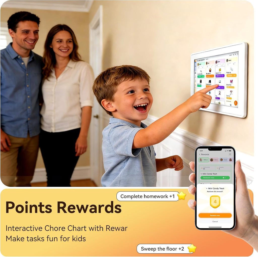 Digital Calendar,15.6-inch Digital Wall Planner & Chore Chart, Touchscreen Family Organizer for Schedules, Events & Reminders, Wall Mount Included, Smart Calendar Perfect for 2026 Planning (White Frame)