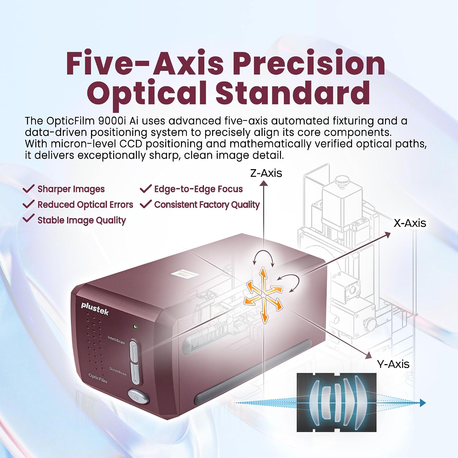 Plustek OpticFilm 9000i Ai 35mm Film Scanner – New 3rd Gen Lens System & 5-Axis Precision Alignment – Professional Detail & Stability – 2026 Flagship Model