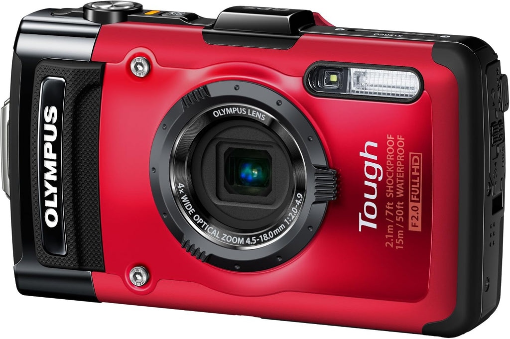 OM SYSTEM Olympus Stylus TG-2 iHS Digital Camera with 4X Optical Zoom and 3-Inch LCD (Red) (Old Model)