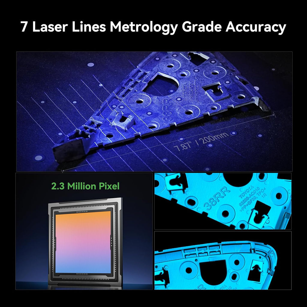 Creality CR-Scan Raptor 3D Scanner, 60fps Blue Laser & NIR, 0.02mm Accuracy, 24-Bit Color, Scans 5-2000mm Objects, Anti-Shake Tracking for Windows macOS