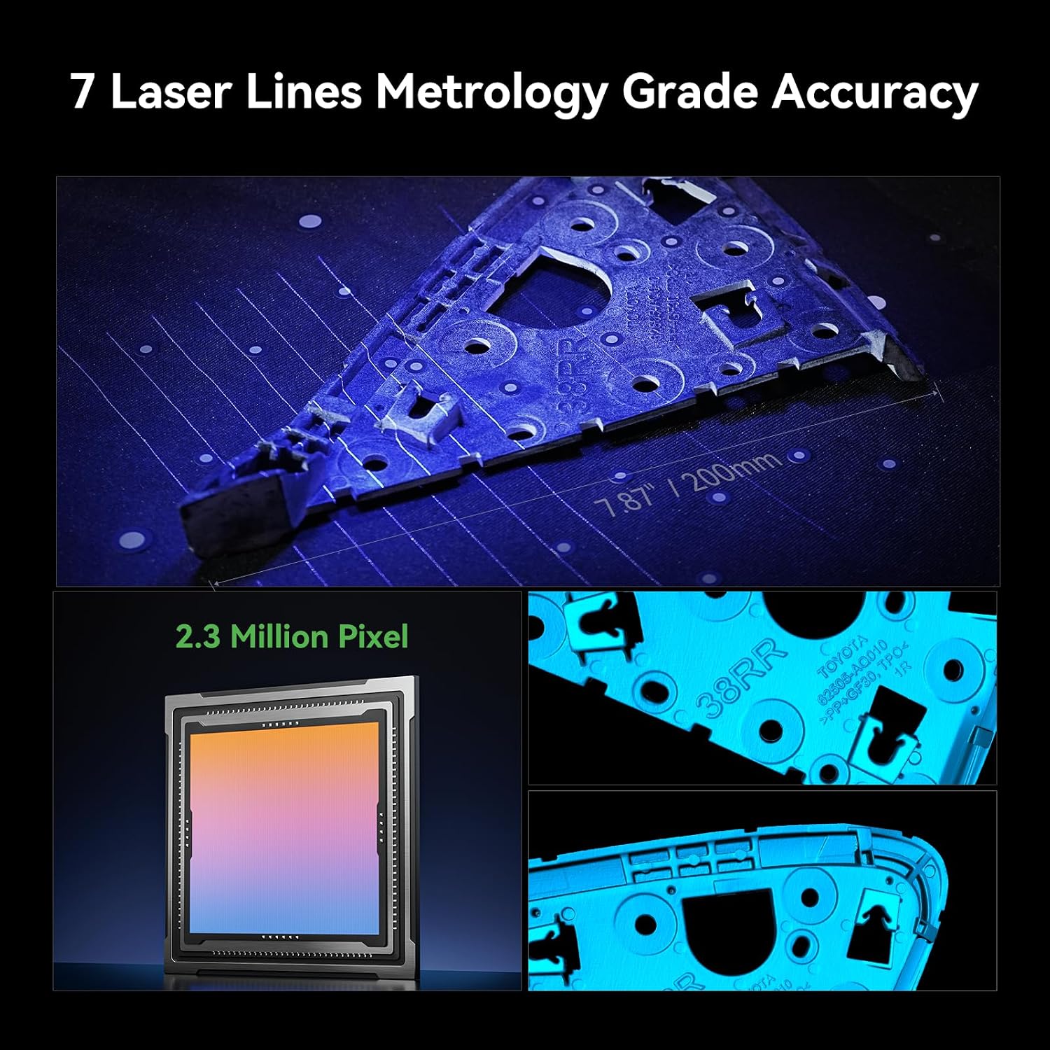 Creality CR-Scan Raptor 3D Scanner, 60fps Blue Laser & NIR, 0.02mm Accuracy, 24-Bit Color, Scans 5-2000mm Objects, Anti-Shake Tracking for Windows macOS