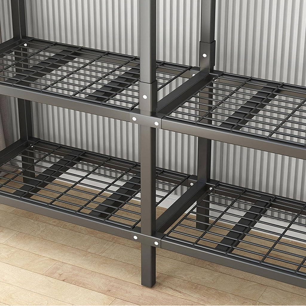 1100lbs Heavy-Duty Foldable Garment Rack With Cover - Large-capacity All-steel Floor-standing Wardrobe Rack, Portable Wardrobe Closet Rack, Freestanding Clothes Organizer System ( Size : 190*50*170cm