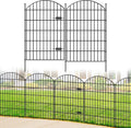 FOREHOGAR Metal Garden Fence with Gate 42in (H) x 23.3ft (L), 1 Gate+ 9 Panels Dog Fence Border Fence Animal Barrier, No Dig Garden Fencing for Yard Flower Bed Lawn Patio Outdoor, ECG4210, Black