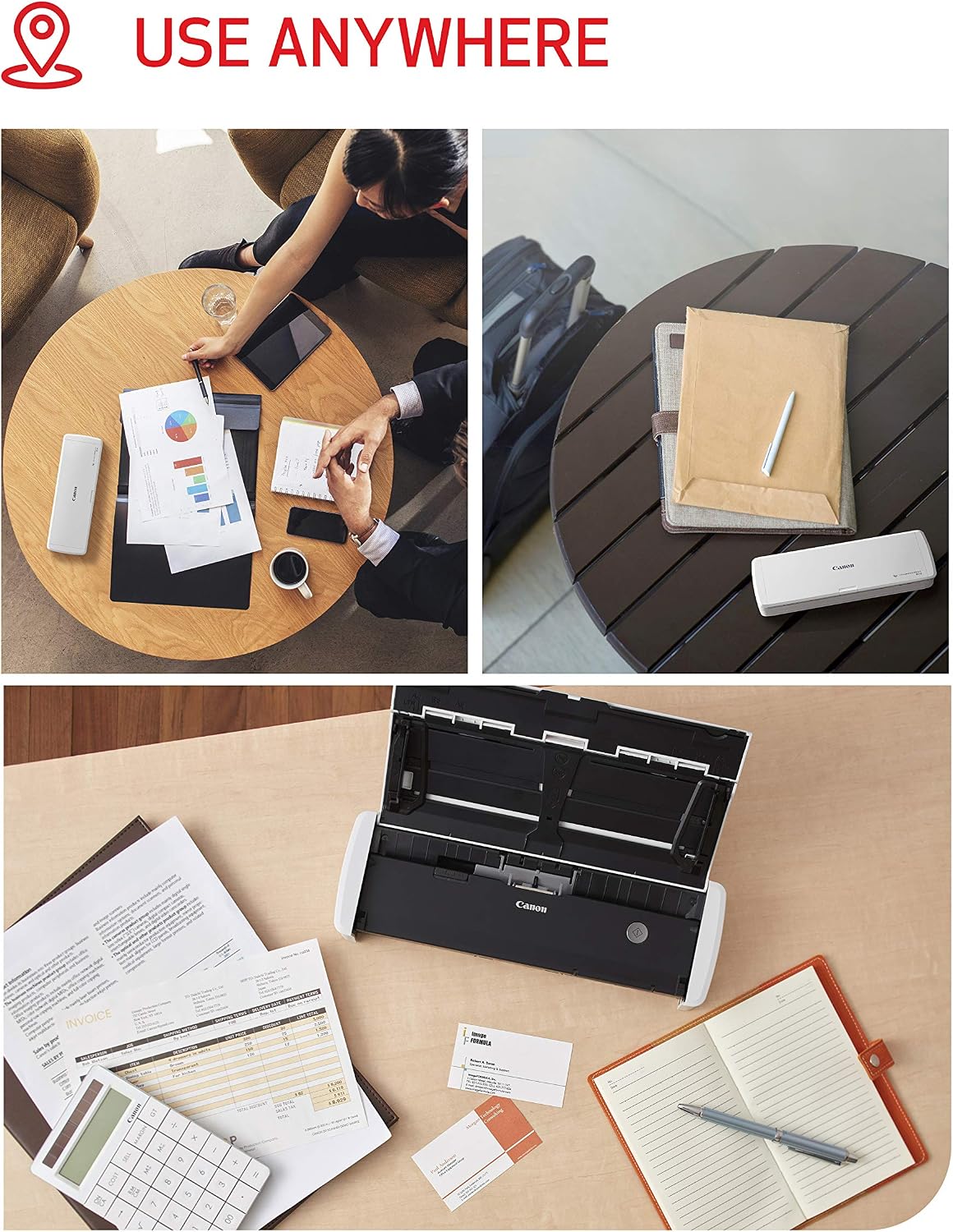 Canon imageFORMULA R10 - Portable Document Scanner, USB Powered, Duplex Scanning, Document Feeder, Easy Setup, Convenient, Perfect for Mobile Users, White