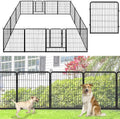 Jhsomd Decorative Garden Fence with Gate, 32in(H) x 32Ft(L) Rustproof Metal Fence Panels for Dogs, 12 Panels No Dig Garden Fencing for Yard, Exra Wide Landscape Edging for Flower Beds, Patio